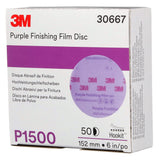 3M 260L 30667 Hookit Purple Finishing Film Abrasive Disc, P1500, Purple, 6 in (7100122795) (200 Pack) - 4