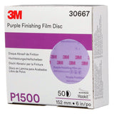 3M 260L 30667 Hookit Purple Finishing Film Abrasive Disc, P1500, Purple, 6 in (7100122795) (50 Pack) - 4
