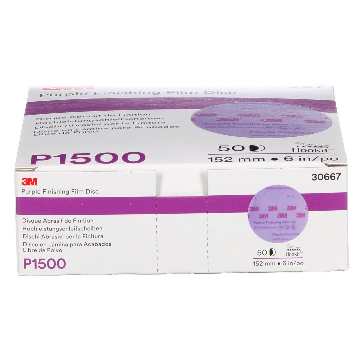 3M 260L 30667 Hookit Purple Finishing Film Abrasive Disc, P1500, Purple, 6 in (7100122795) (50 Pack) - 5