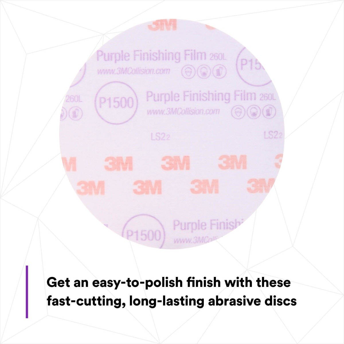 3M 260L 30667 Hookit Purple Finishing Film Abrasive Disc, P1500, Purple, 6 in (7100122795) (50 Pack) - 9