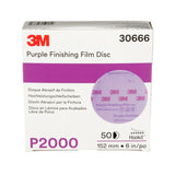 3M 260L 30666 Hookit Purple Finishing Film Abrasive Disc, P2000, Purple, 6 in (7100122798) (200 Pack)