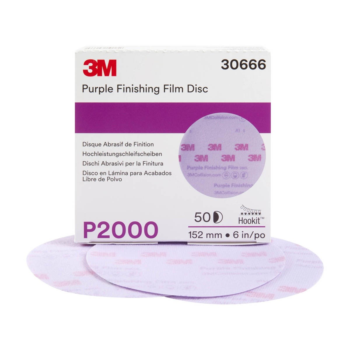 3M 260L 30666 Hookit Purple Finishing Film Abrasive Disc, P2000, Purple, 6 in (7100122798) (200 Pack) - 3
