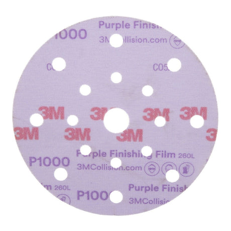 3M 34782 Hookit Purple Finishing Film Abrasive Disc, Dust Free, P1000, 6 in, Clear Coat Sanding, Paint Finishing (7100122800) (200 Pack)