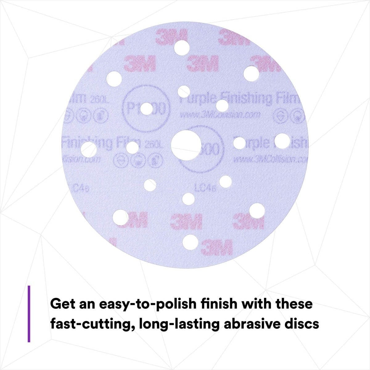 3M 34782 Hookit Purple Finishing Film Abrasive Disc, Dust Free, P1000, 6 in, Clear Coat Sanding, Paint Finishing (7100122800) (200 Pack) - 3