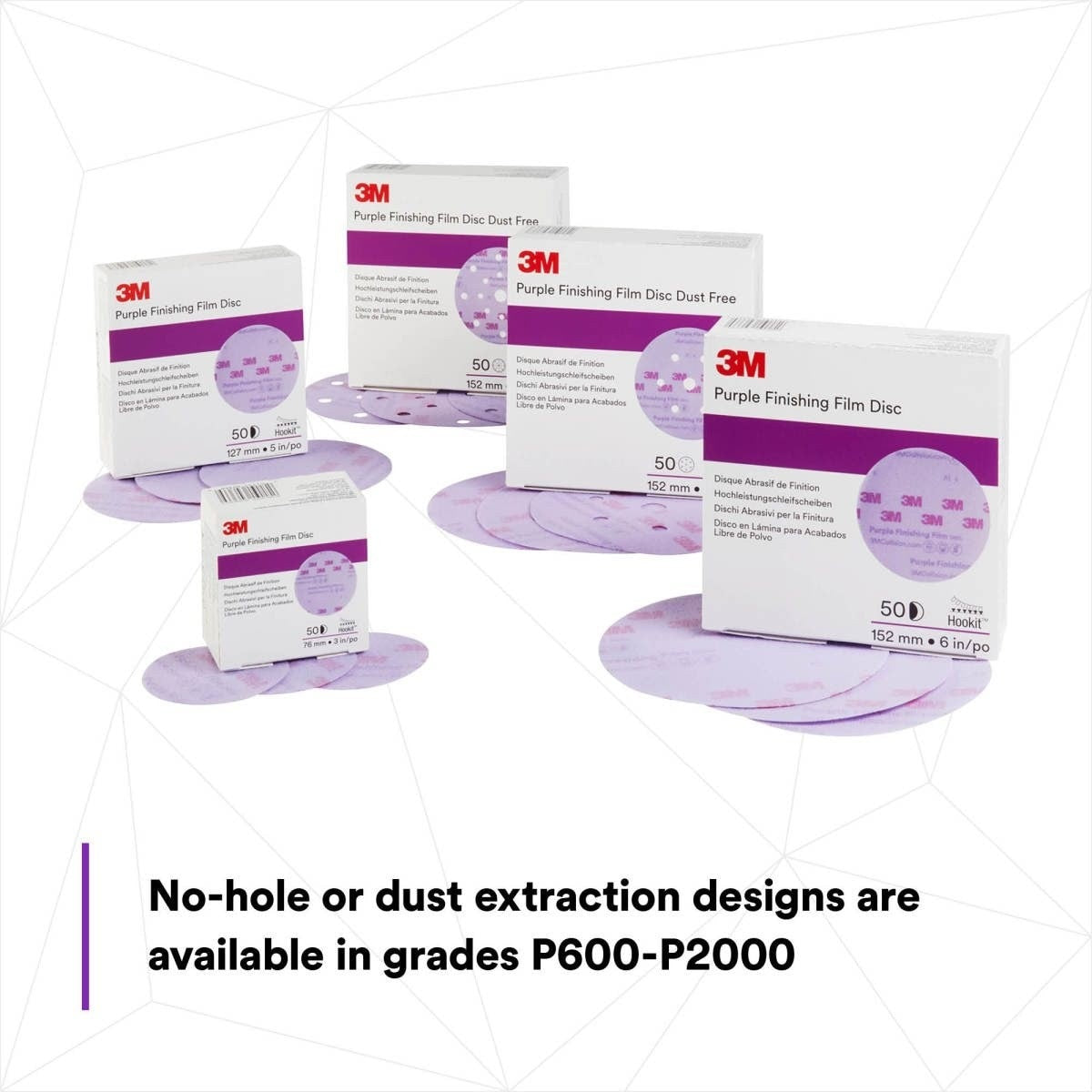3M 34782 Hookit Purple Finishing Film Abrasive Disc, Dust Free, P1000, 6 in, Clear Coat Sanding, Paint Finishing (7100122800) (200 Pack) - 7