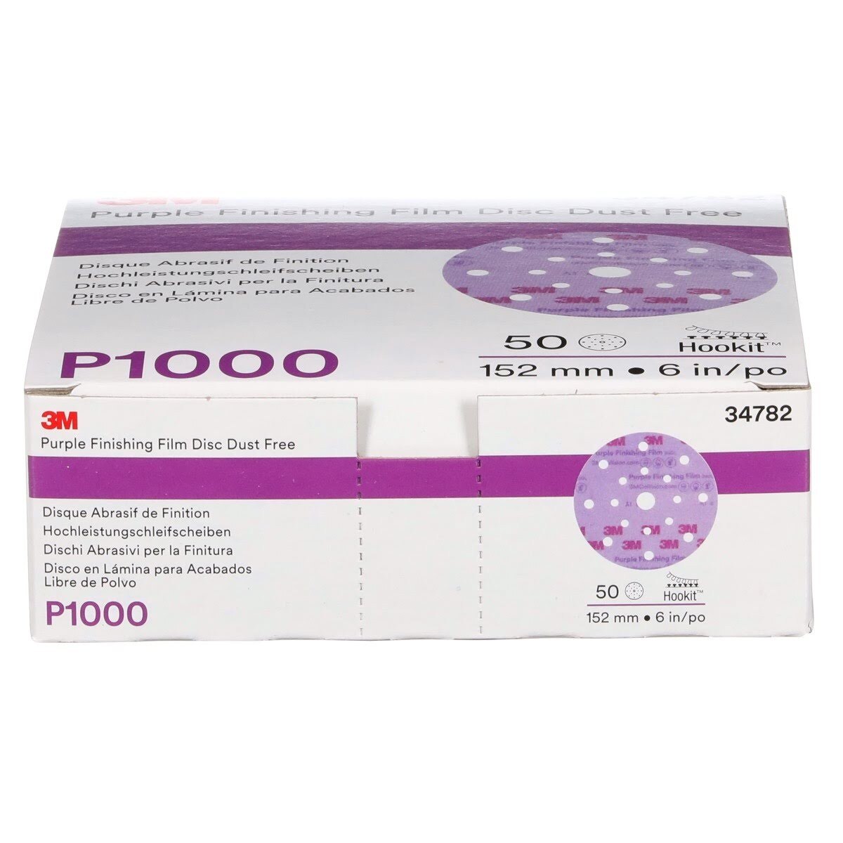 3M 34782 Hookit Purple Finishing Film Abrasive Disc, Dust Free, P1000, 6 in, Clear Coat Sanding, Paint Finishing (7100122800) (200 Pack) - 10