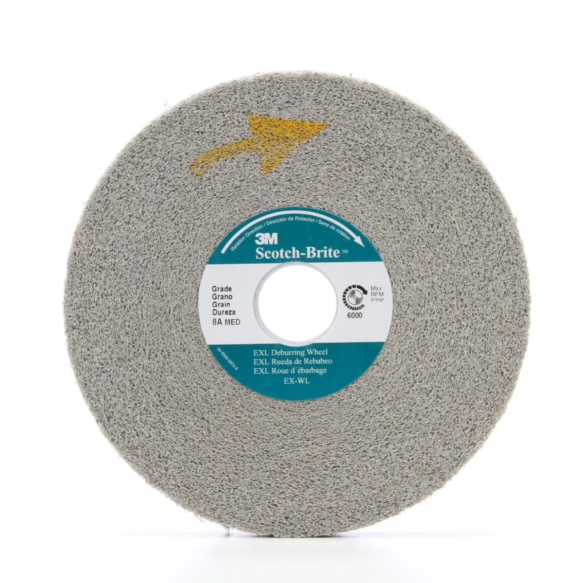 3M XL-WL Scotch-Brite EXL Deburring Convolute Wheel, 8S Fine, Silicon Carbide, Gray, 8 in x 7/16 in x 3 in (7100126839) (4 Pack)