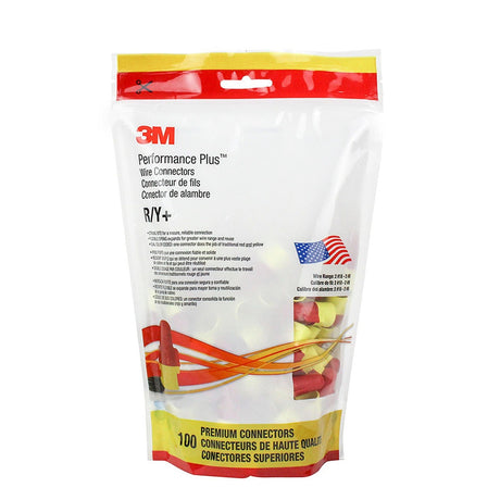 3M R/Y+POUCH Performance Plus Wire Connector Twist-On, Red/Yellow, 22-8 AWG (7100127164) (1000 Pack)