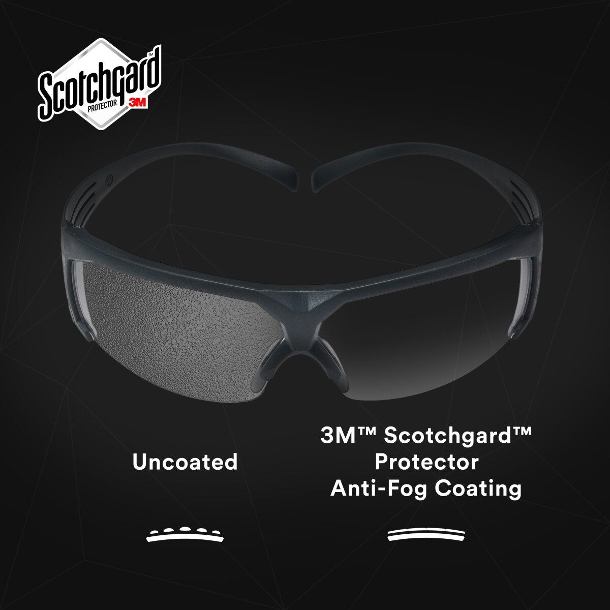 3M SF601SGAF SecureFit 600 Safety Glasses, ANSI Z87, Scotchgard Anti-Fog Clear Lens, Black Frame (7100128689) (20 Pack) - 4