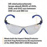 3M S1107SGAF Solus 1000 Series Safety Glasses Scotchgard Anti-Fog Indoor/Outdoor Grey Lens Blue/Black Frame (S1107SGAF) (7100131794) (20 Pack) - 6