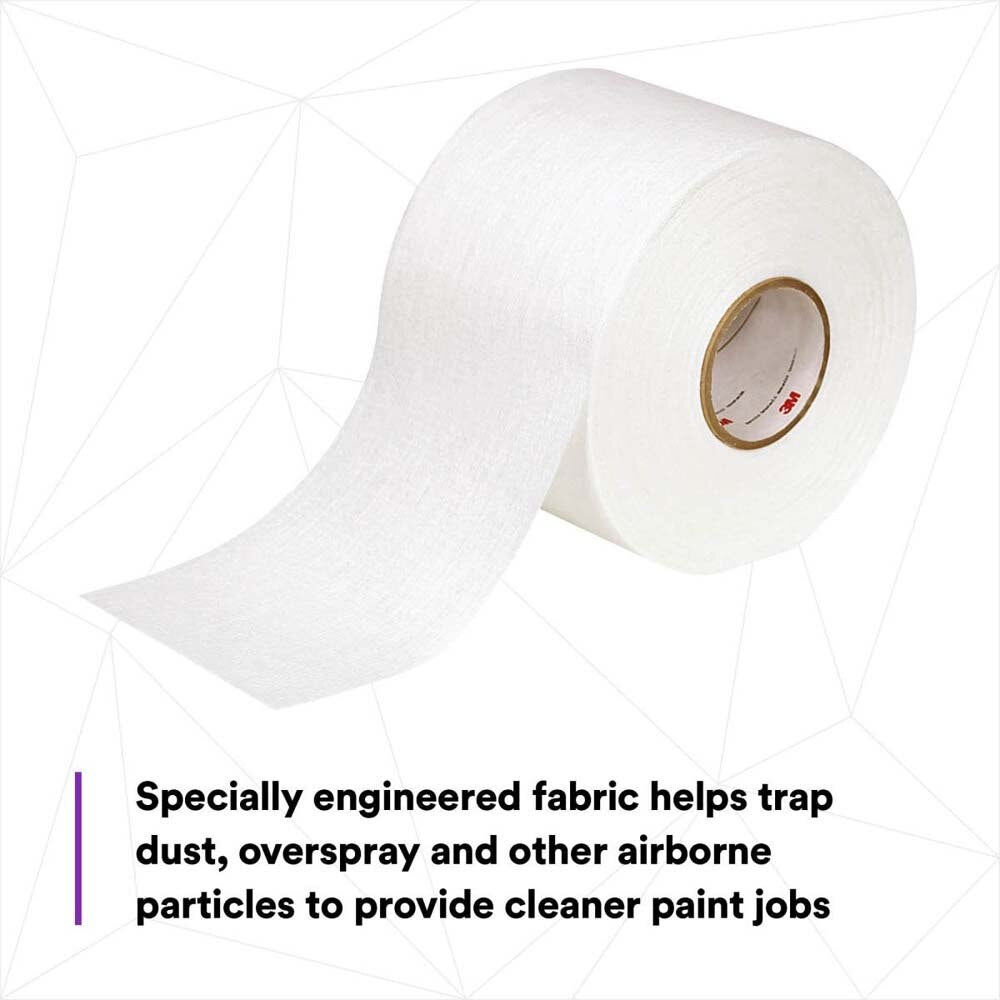 3M 36850 Dirt Trap Protection Material , White Color, Nonwoven, Overspray Protection, Traps Dust and Debris, Clean, 6 in x 300 ft (7100132342) (4 Pack) - 5