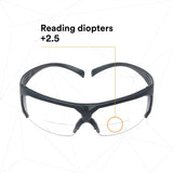 3M SF625SGAF SecureFit Safety Glasses, Clear Scotchgard Anti Fog Anti Scratch Lens, +2.5 Diopter, Gray Temples (7100132360) (20 Pack) - 3