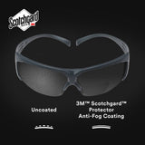 3M SF625SGAF SecureFit Safety Glasses, Clear Scotchgard Anti Fog Anti Scratch Lens, +2.5 Diopter, Gray Temples (7100132360) (20 Pack) - 7