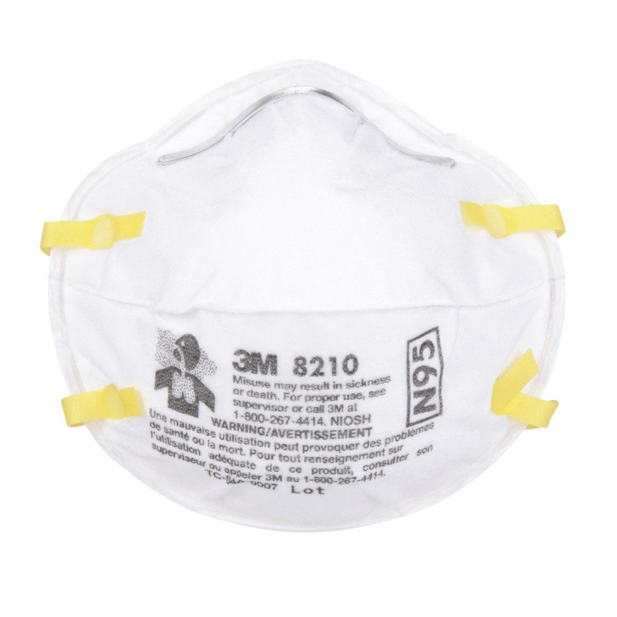 3M 46457 8210 Particulate Respirator N95 Cup Style Disposable, Standard Size (7100132742) (160 Pack)
