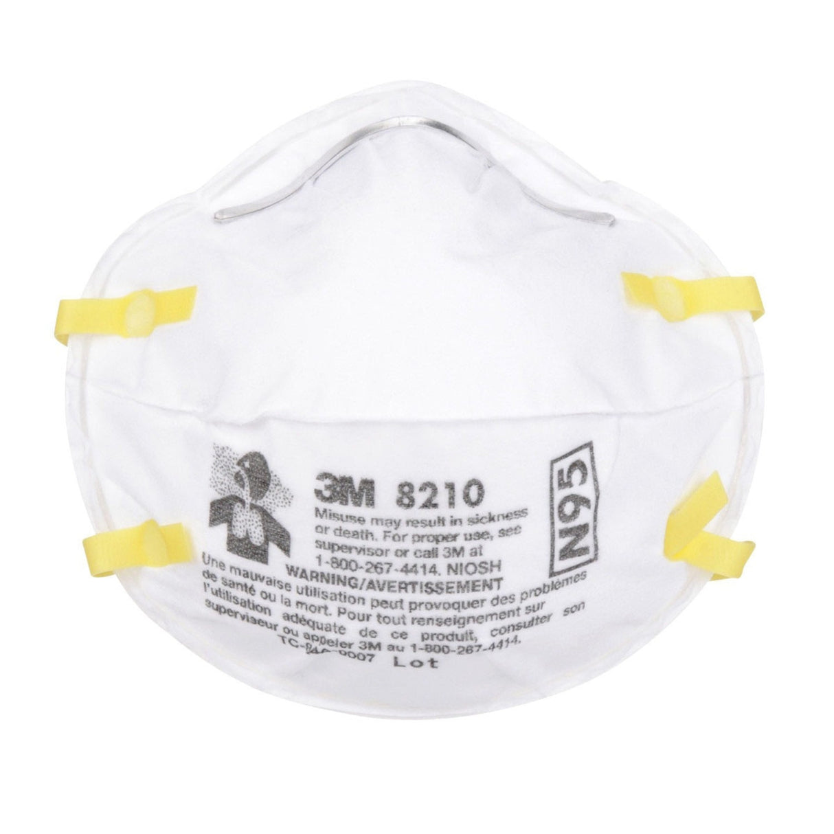 3M 46457 8210 Particulate Respirator N95 Cup Style Disposable, Standard Size (7100132742) (160 Pack)