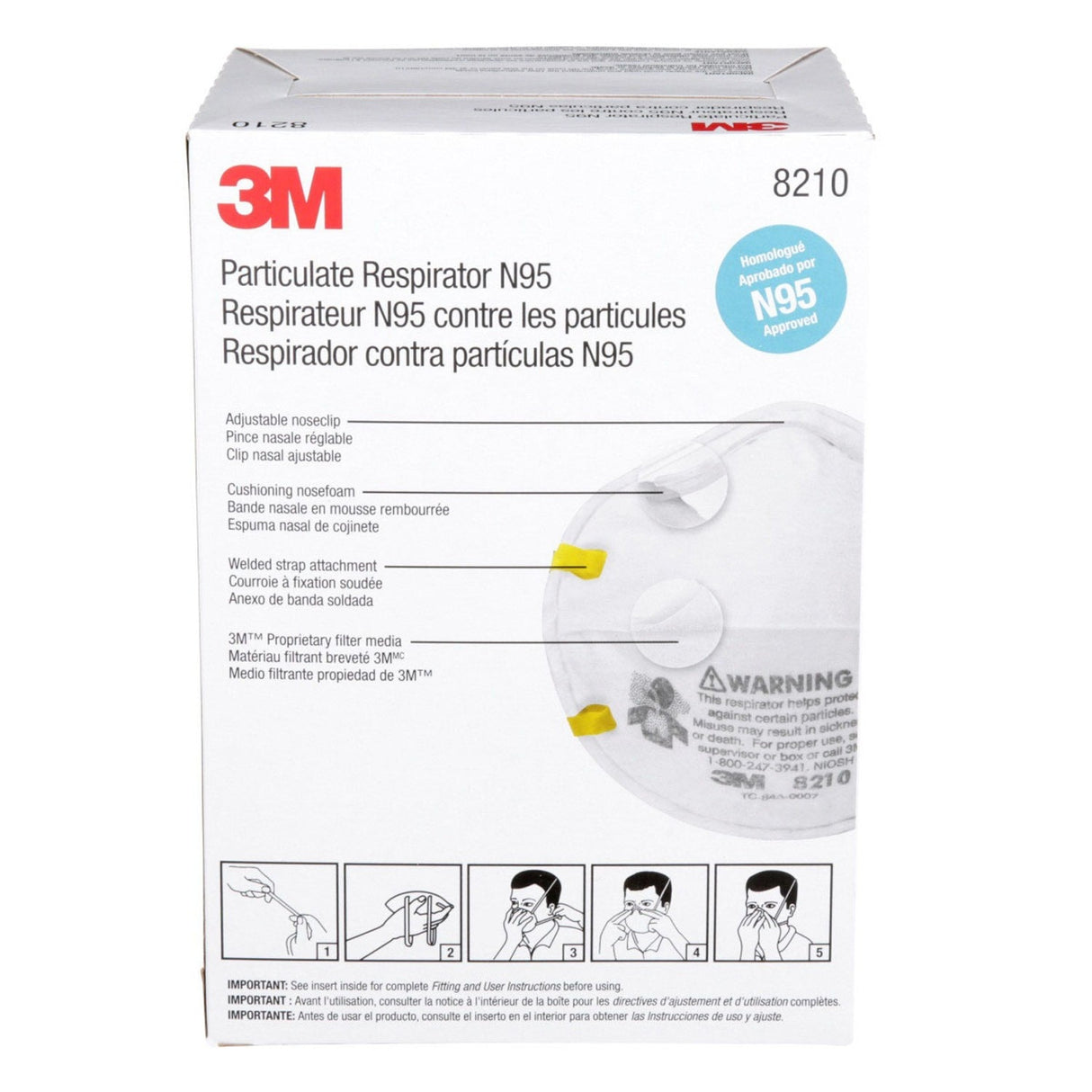 3M 46457 8210 Particulate Respirator N95 Cup Style Disposable, Standard Size (7100132742) (160 Pack) - 5