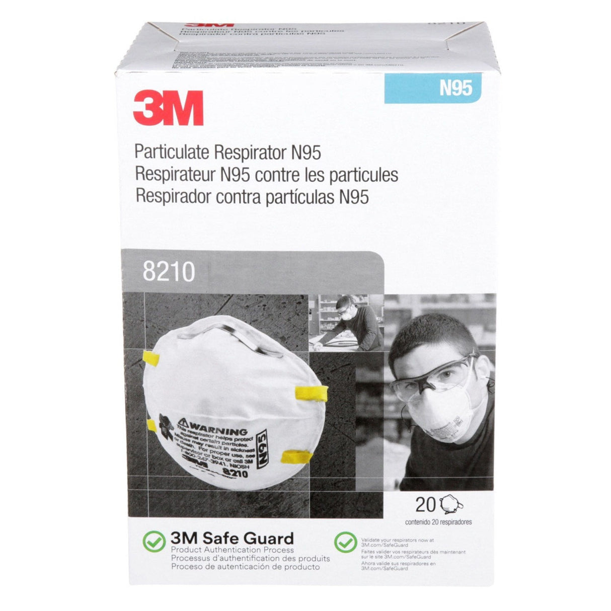 3M 46457 8210 Particulate Respirator N95 Cup Style Disposable, Standard Size (7100132742) (160 Pack) - 8