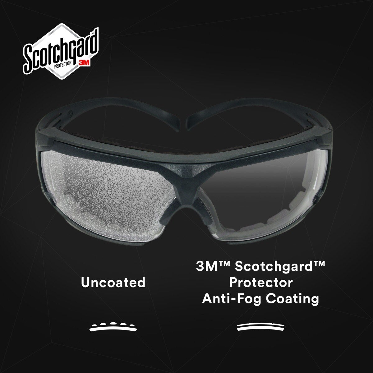 3M SF601SGAF-FM SecureFit Safety Glasses, Clear Scotchgard Anti-Fog Lens, Black Frame (7100133322) (20 Pack) - 7