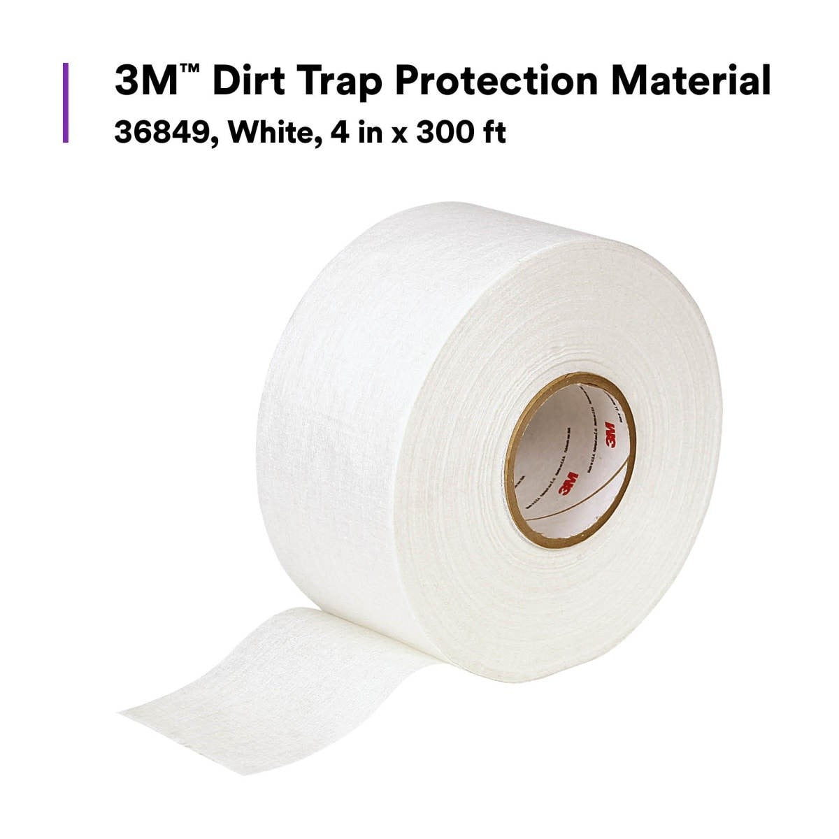 3M 36849 Dirt Trap Protection Material, Polyester Nonwoven Overspray Protection Roll, White, 4 in x 300 ft (7100133779) (6 Pack) - 2