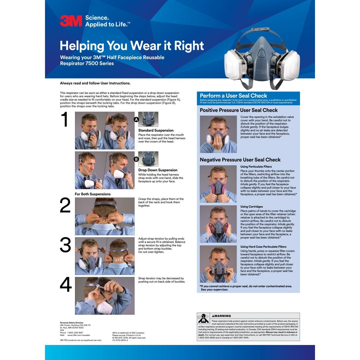 3M 7503 Reusable Half Facepiece Respirator, Cool Flow Valve, Bayonet Connection, Large (7100134949) (10 Pack) - 6