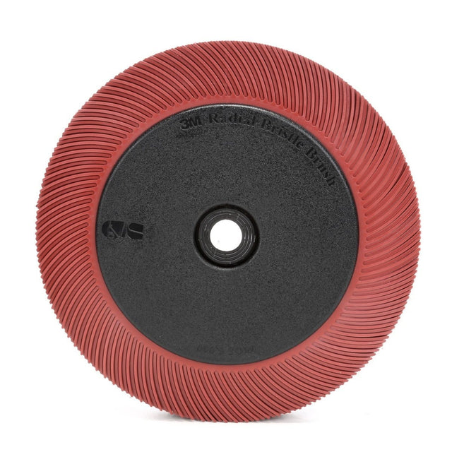 3M BB-ZB Scotch-Brite Radial Bristle Brush, Ceramic Aluminum Oxide, 220 Grit, Red, 7 5/8 in x 1 in x 1-1/4 in, 6000 rpm, with Flange (7100138335) (2 Pack)