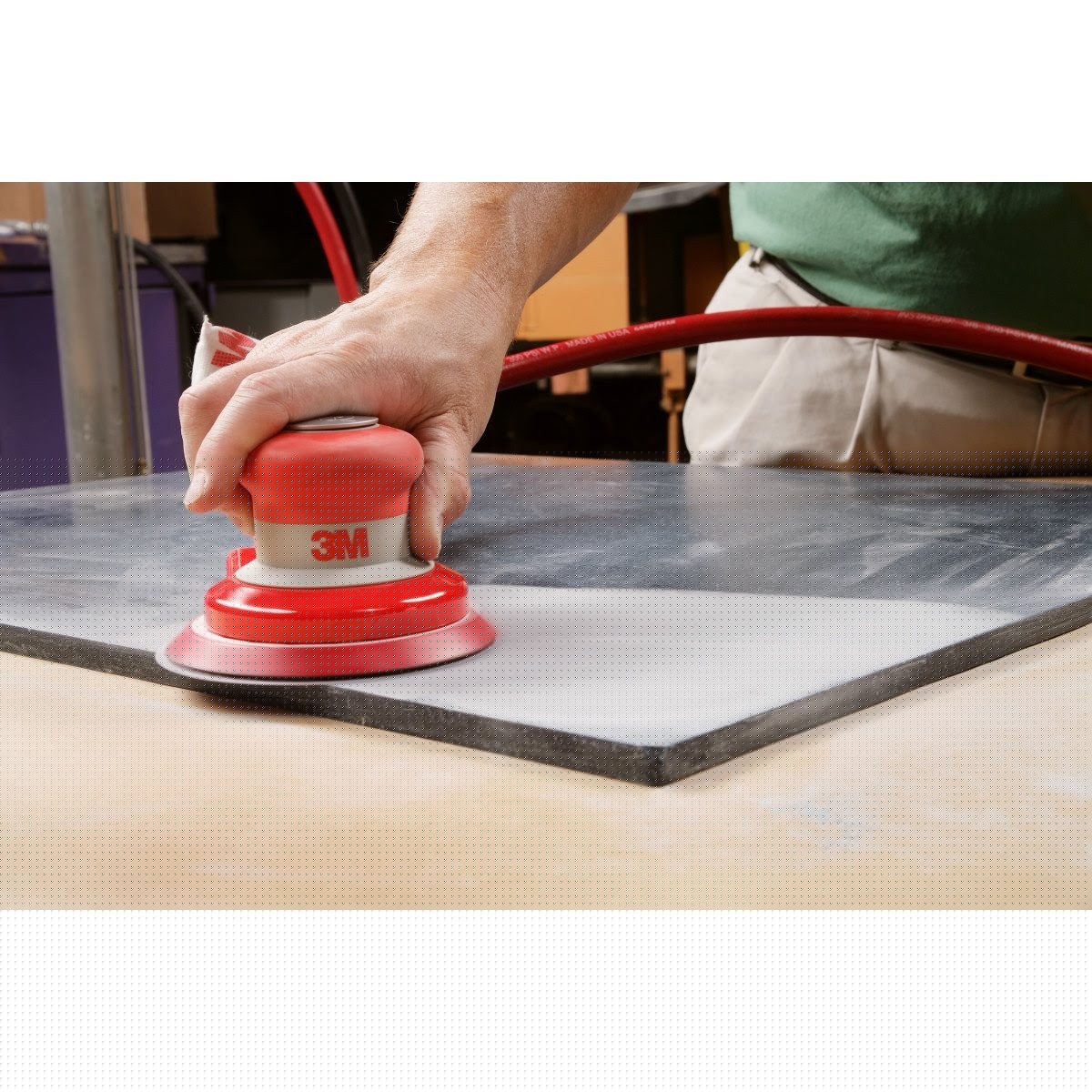3M 20319 Hookit Self-Generated Vacuum Random Orbital Sander, Pneumatic, 5 in, 3/16 in Orbit (7100138345) - 3