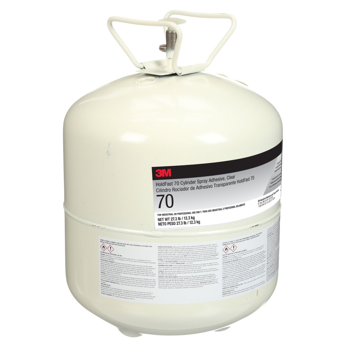 3M 70 70 CYL Cylinder Spray Adhesive, Clear, Large Cylinder, 27.3 lb Net Weight (7100138479) - 2