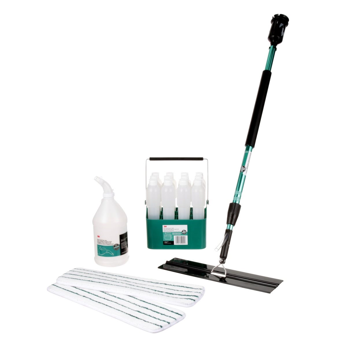 3M Easy Scrub Express Starter Kit with Mop Handle Pole 16 in Mop Pad Holder 12 Bottles and Caddy 2 Flat Mop Pads and 1/2 Gallon Pour Jug (7100139536)