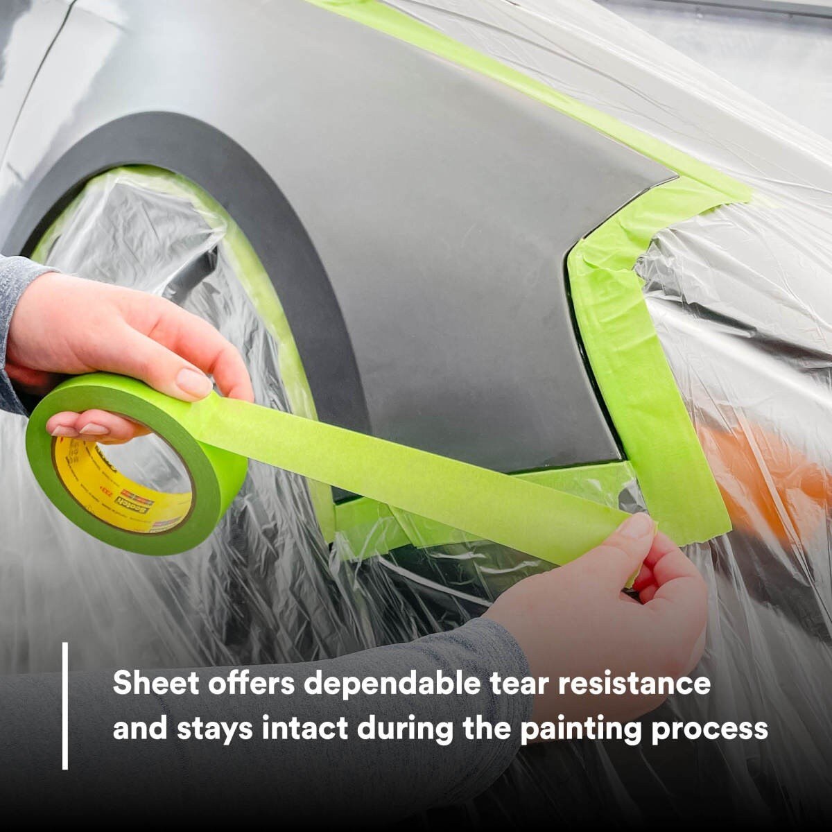 3M 06728 Scotch Premium Plastic Overspray Protective Sheeting with 233+ Masking Tape 36 mm, Transparent, HDPE, Tear Resistant, 16 ft x 400 ft (7100139893) - 6