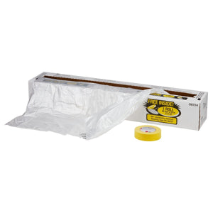 3M 06724 Plastic Sheeting with 388N Yellow Masking Tape 36 mm, Transparent, 16 ft x 400 ft (7100139894)