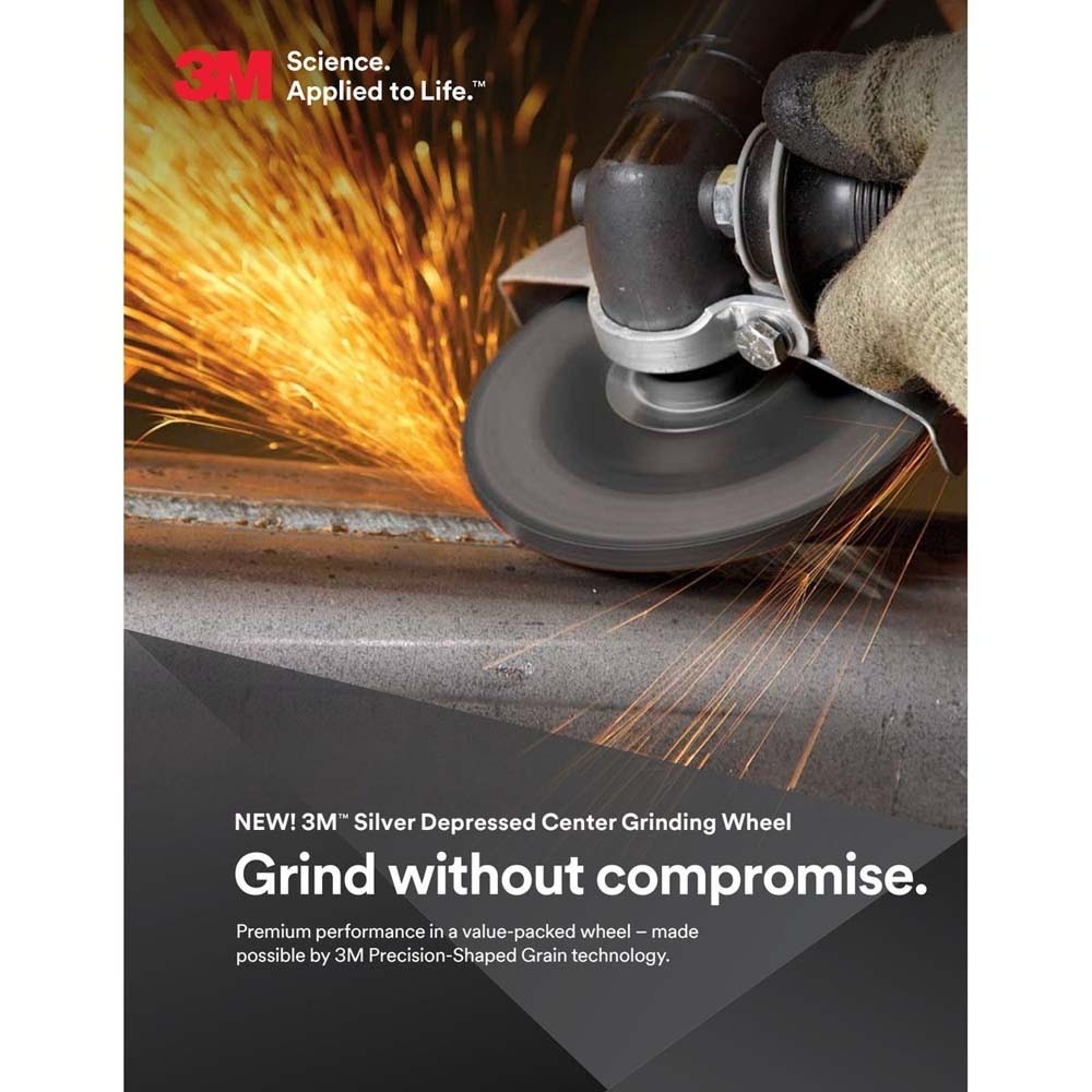 3M 7100141077 Silver Depressed Center Grinding Wheel, 87455, 36+, T27, 4 in x 1/4 in x 3/8 in (10 Pack) - 3