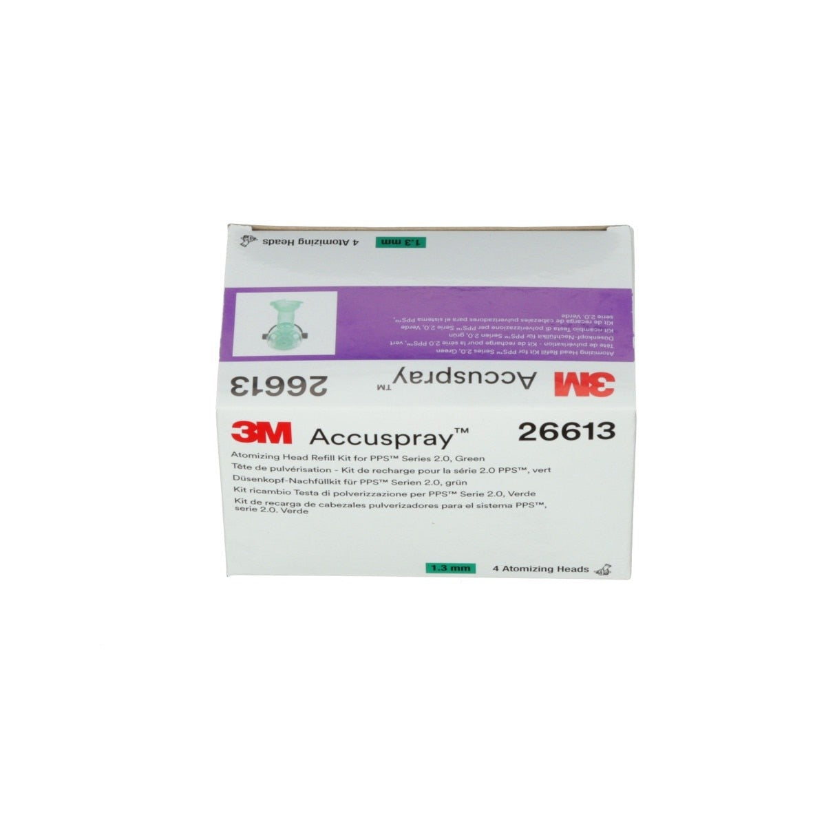 3M 26613 Accuspray Atomizing Head Refill Pack for PPS Series 2.0, 1.3 mm, Green (7100141415) (24 Pack) - 5