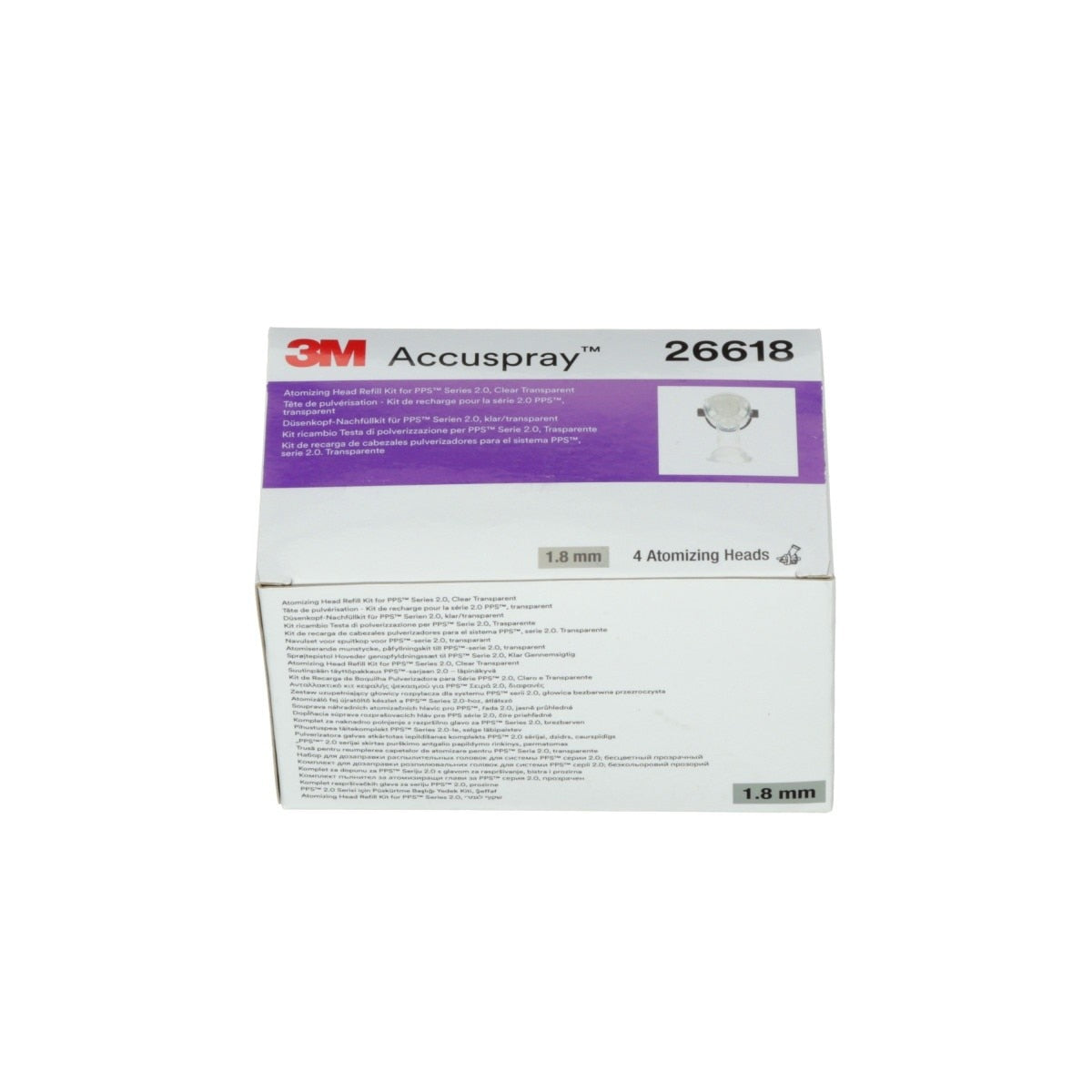 3M 26618 Accuspray Atomizing Head Refill Pack for Series 2.0 Spray Gun System, Clear, 1.8 mm (7100141416) (24 Pack) - 2