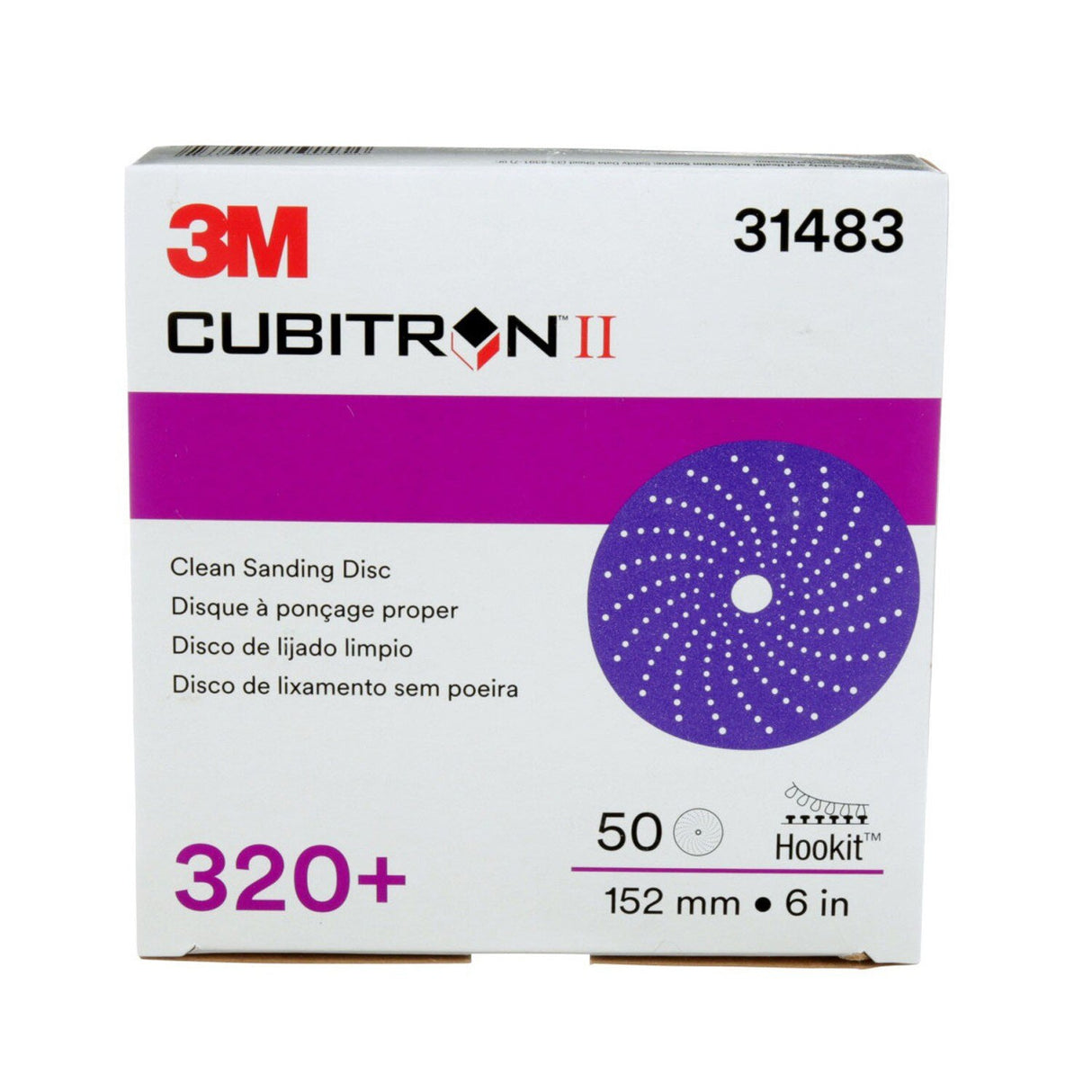 3M 737U 31483 Cubitron II Hookit Clean Sanding Abrasive Disc, 6 in, 320+, Purple (7100141496) (200 Pack) - 5