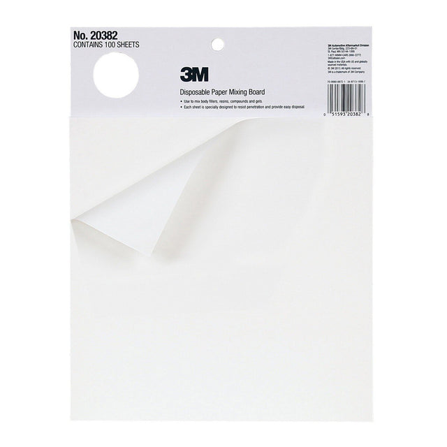 3M B-20382 Disposable Paper Mixing Board, Non Porous, Solvent Resistant, Non Soak, Large Sheet, 10 in x 13 in, 100 Sheets/Board (7100144396) (12 Pack)