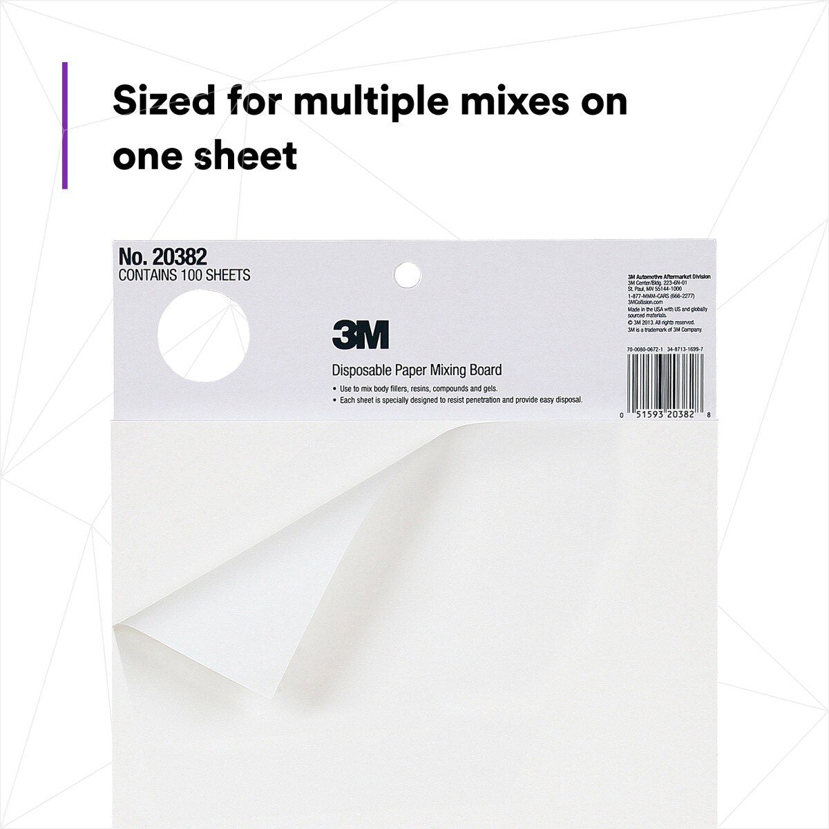 3M B-20382 Disposable Paper Mixing Board, Non Porous, Solvent Resistant, Non Soak, Large Sheet, 10 in x 13 in, 100 Sheets/Board (7100144396) (12 Pack) - 2
