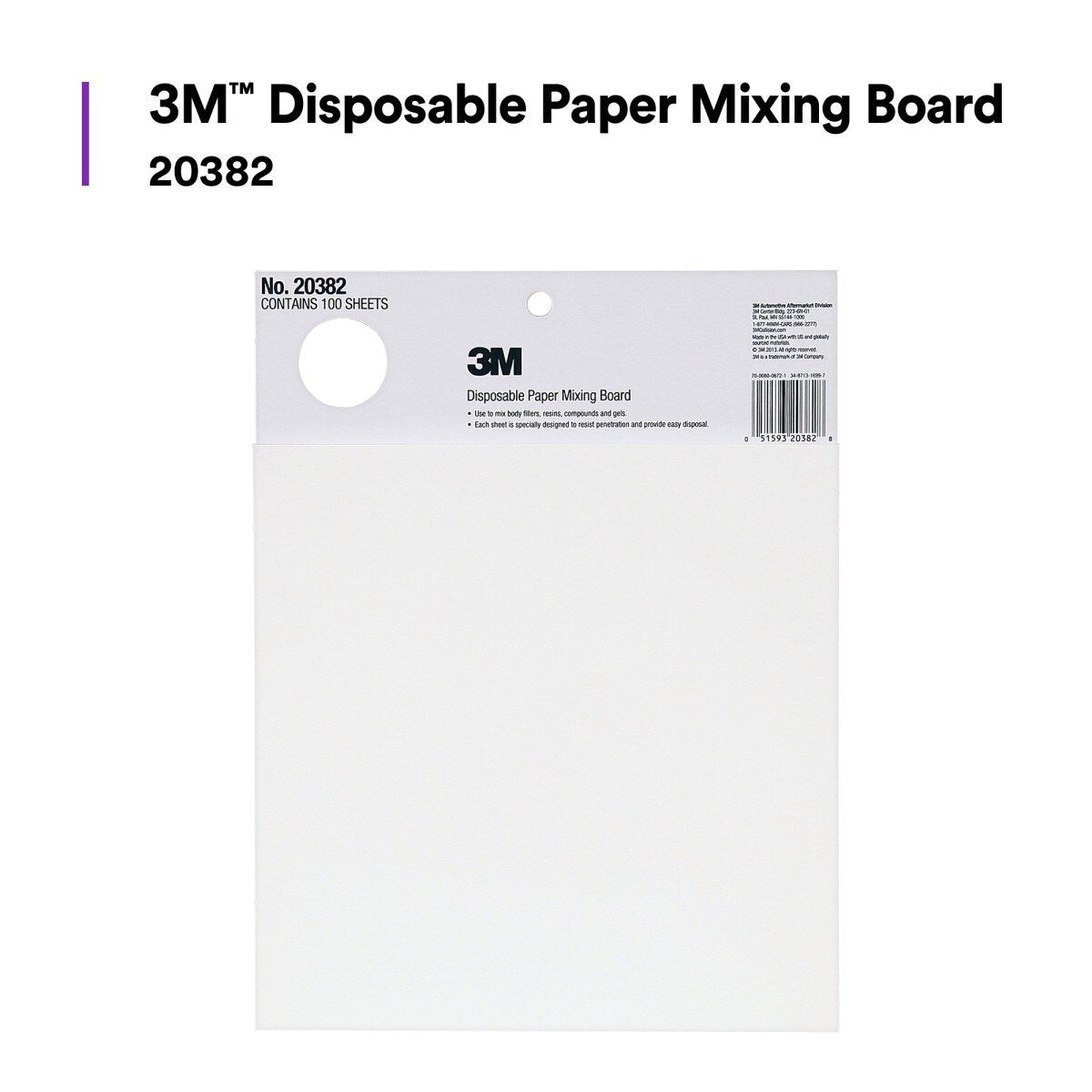 3M B-20382 Disposable Paper Mixing Board, Non Porous, Solvent Resistant, Non Soak, Large Sheet, 10 in x 13 in, 100 Sheets/Board (7100144396) (12 Pack) - 4