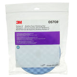 3M 05708 Hookit Ultrafine Foam Polishing Pad, Double Sided Quick Connect, Waffle Face, Blue, 8 in (7100145281) (6 Pack) - 5