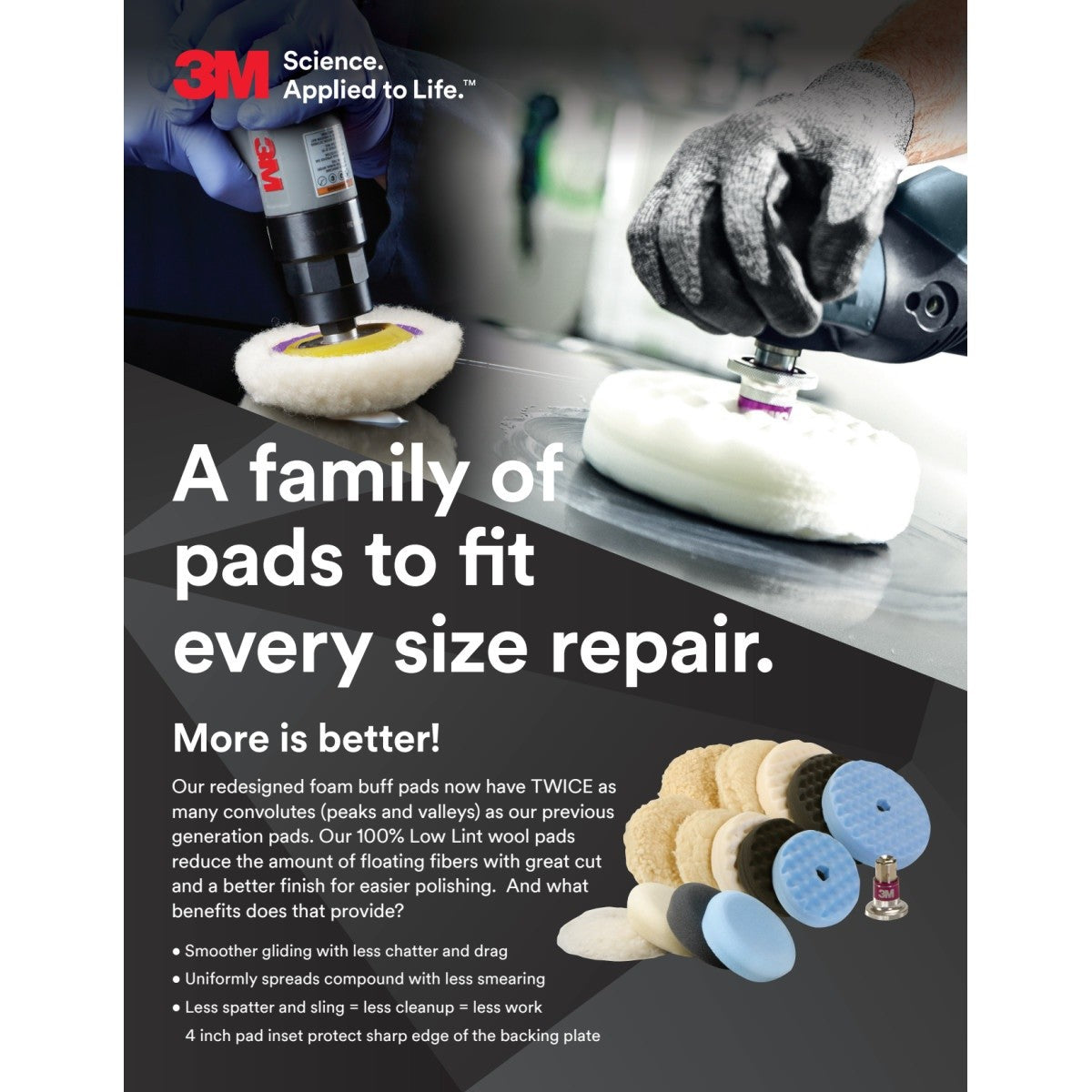 3M Perfect-it Foam Polishing Pad, Waffle Face, 6 in, Gray (33285) (7100145327) (6 Pack) - 3