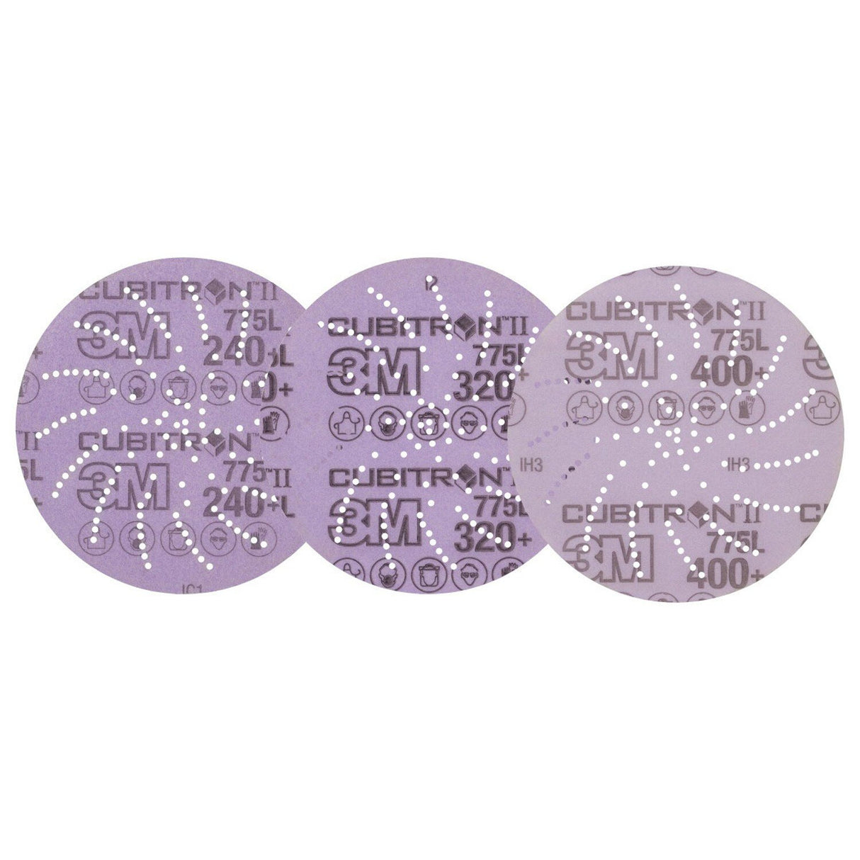 3M 775L 87435 Cubitron II Hookit Hook and Loop Film Disc, Purple, 5 in, 240+ 320+ 400+, Paint Preparation, General Sanding, Refining, Blending (7100145376) (300 Pack)