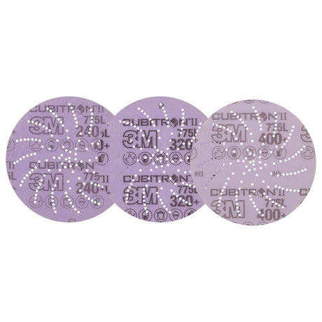 3M 775L 87435 Cubitron II Hookit Hook and Loop Film Disc, Purple, 5 in, 240+ 320+ 400+, Paint Preparation, General Sanding, Refining, Blending (7100145376) (300 Pack)