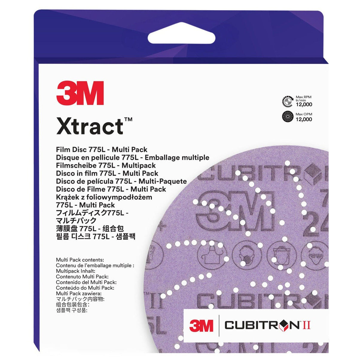 3M 775L 87435 Cubitron II Hookit Hook and Loop Film Disc, Purple, 5 in, 240+ 320+ 400+, Paint Preparation, General Sanding, Refining, Blending (7100145376) (300 Pack) - 2