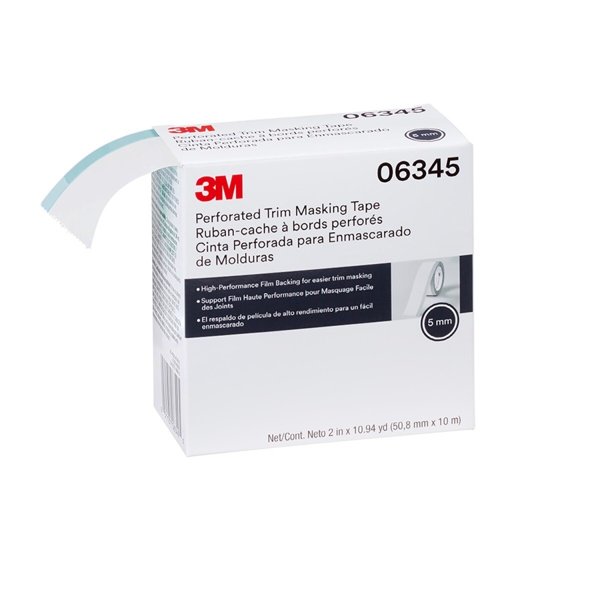 3M Perforated Trim Masking Tape, 5 mm Hard Band, 50.8 mm x 10 m (06345) (7100145500) (6 Pack) - 2