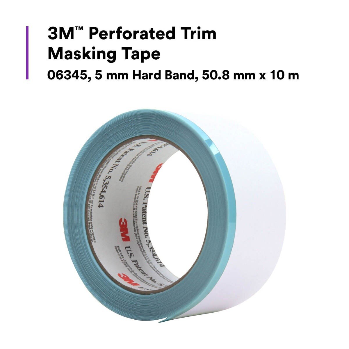 3M Perforated Trim Masking Tape, 5 mm Hard Band, 50.8 mm x 10 m (06345) (7100145500) (6 Pack) - 4