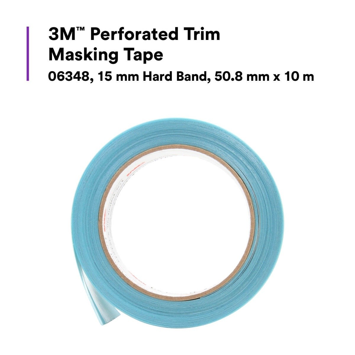 3M Perforated Trim Masking Tape, 15 mm Hard Band, 50.8 mm x 10 m (06348) (7100145502) (6 Pack) - 3