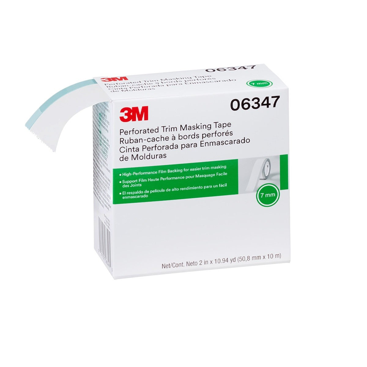 3M Perforated Trim Masking Tape, 7 mm Hard Band, Blue, 50.8 mm x 10 m (06347) (7100145503) (6 Pack)