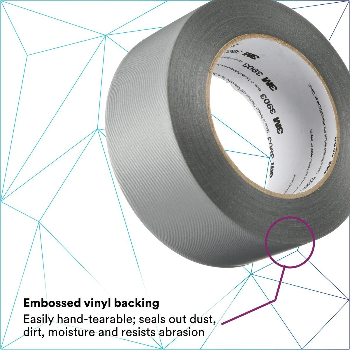 3M Vinyl Duct Tape 3903 Gray 2 in x 50 yd 7.3 mil Roll (3903) (7100145925) (24 Pack) - 2