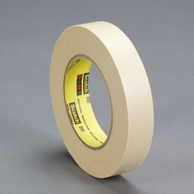 3M 232 High Performance Masking Tape, Tan, 2 in x 60 yd, 6.3 mil (7100146008) (24 Pack)