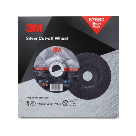 3M 87660 Silver Cut-Off Wheel, 36+, T27, 4.5 in x 0.045 in x 7/8 in (7100147388) (10 Pack)
