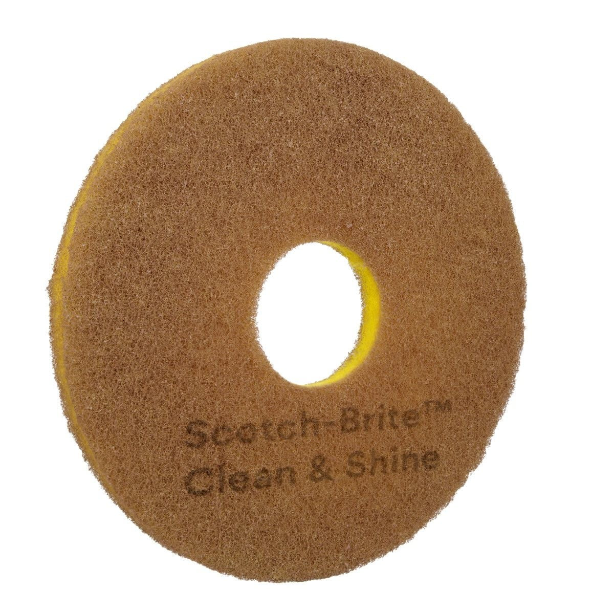 3M Scotch-Brite Clean and Shine Pad, Super Fine, Brown, 12 in, Center Hole (7100147921) (5 Pack) - 2